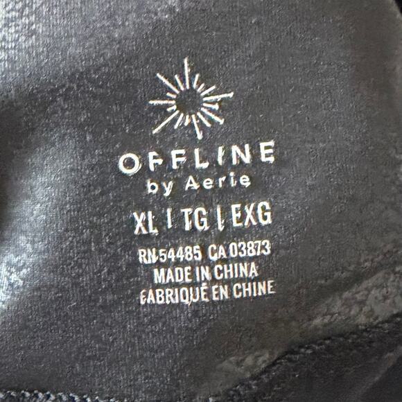 Offline by Aerie Real Me Crossover Leggings XL Metallic Black Athleisure Yoga - Picture 6 of 6